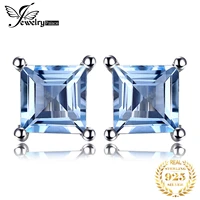jewelrypalace square genuine blue topaz amethyst citrine garnet created sapphire ruby emerald 925 sterling silver stud earrings