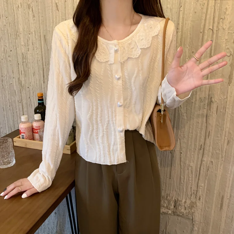 Новинка 2021 французская рубашка с длинным рукавом и воротником для малышей