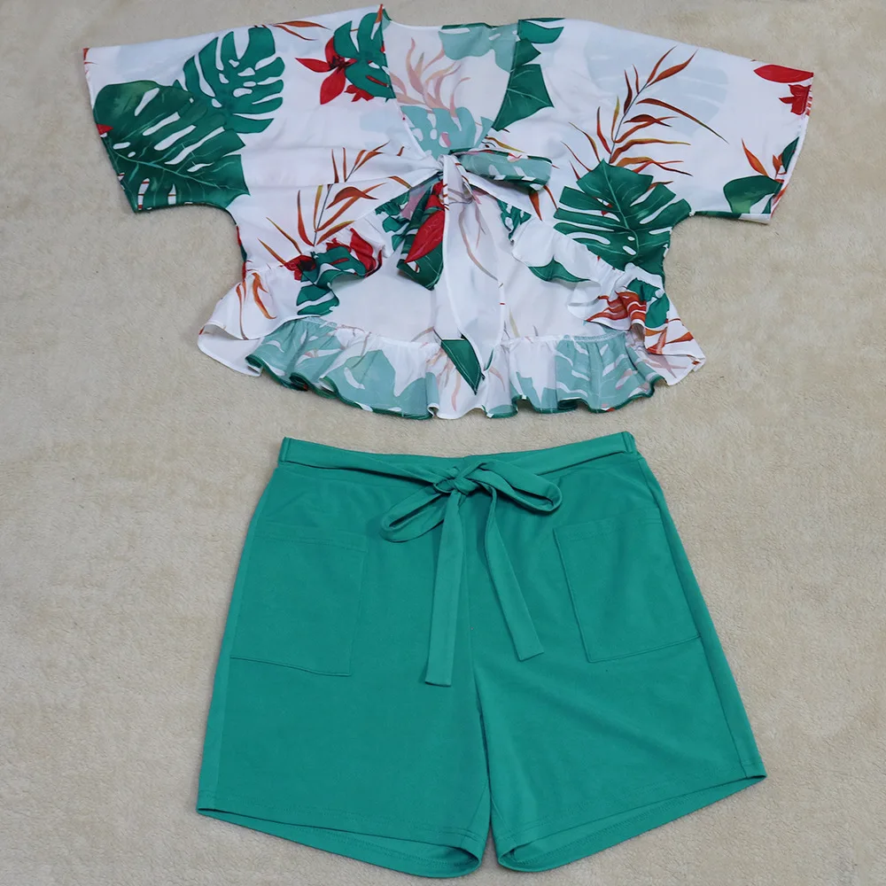 New Products Launch 2021 Summer Fashion Casual Printing Ladies Summer Short Set