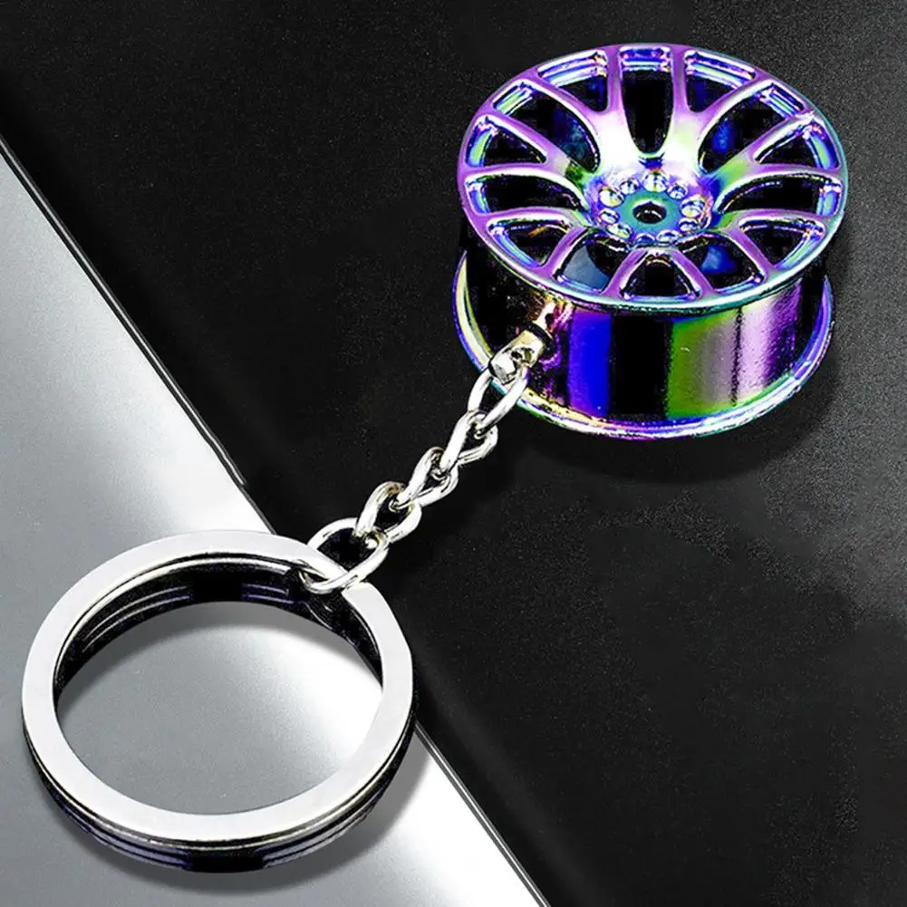 

35% Hot Sales!! Keychain Colorful Wheel Hub Shape Zinc Alloy Cool Pendant Accessory for Car Key