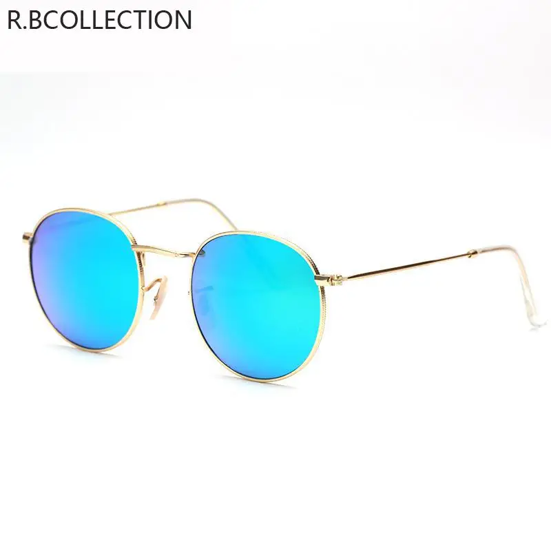 High Quality Round Top Brand Sunglasses Eyewear Flash Mirror Glass Lens Men Women Travel Uv400 Sun Glasses With Box 3447|brand sun glasses|sun
