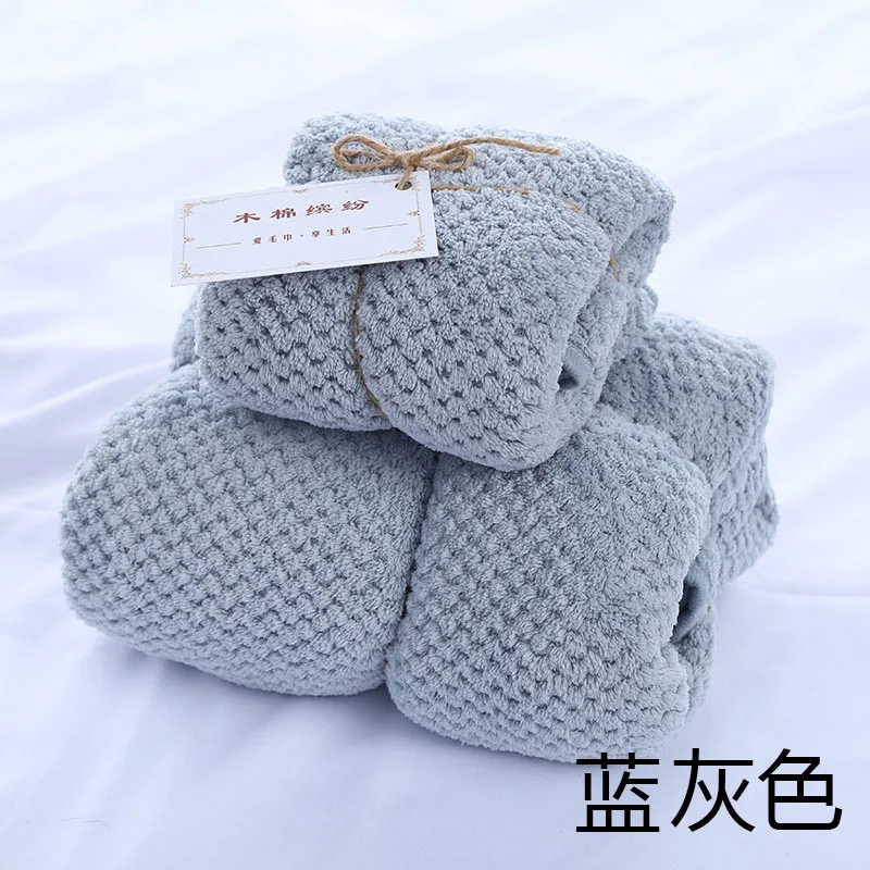 Blue Gray Одноцветное Цвет Полотенца Набор для ванны Полотенца+ лицо Полотенца Супер водопоглощение коралловый флис Баня Лицо Полотенца Ванная комната Полотенца комплекты - Цвет: Blue Gray