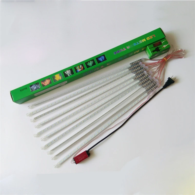 10pcs/set Waterproof LED Meteor Shower Rain Lights 50cm 10 Tubes 100-240V Icicle Snow Raindrop Outdoor with EU/US Power Adapter