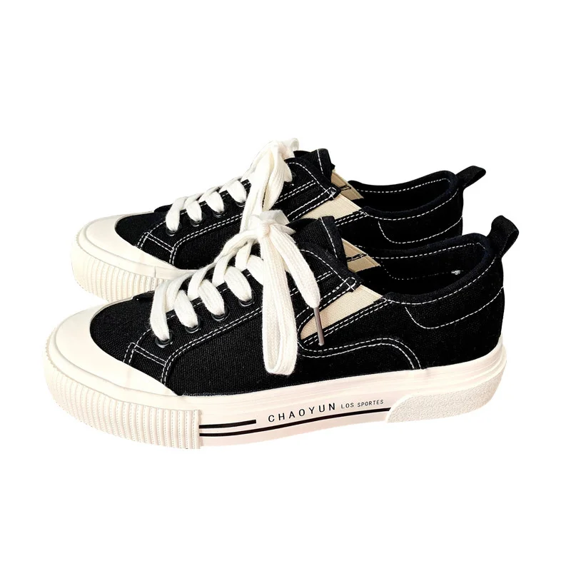 

New Low-cut Canvas Shoes Women Personality Lace-Up All-match Korean Students Casual Wild Niche Chic Board Shoes Women