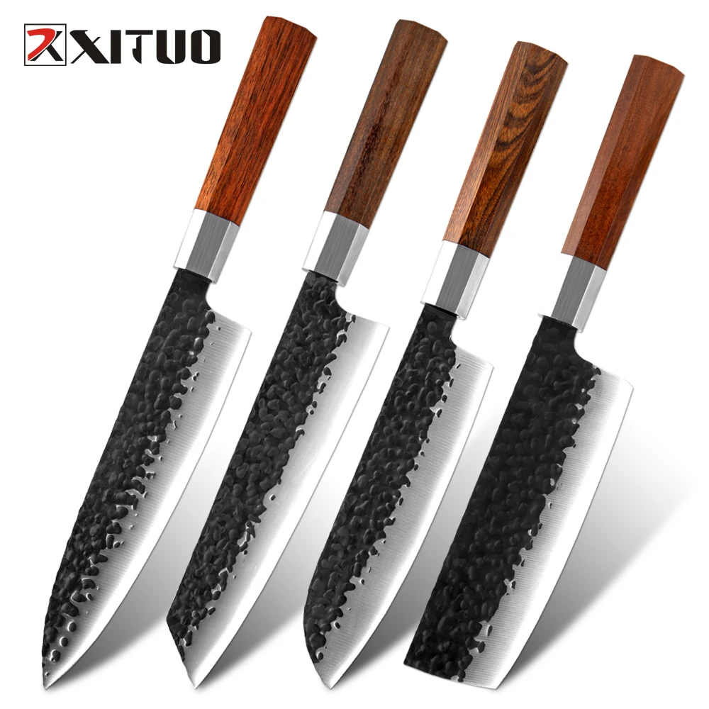 

XITUO Handmade Forged High Carbon Steel Japanese Chef Knife Kitchen Knives Cleaver Santoku Knife Sushi Knife Cooking Tools Sharp
