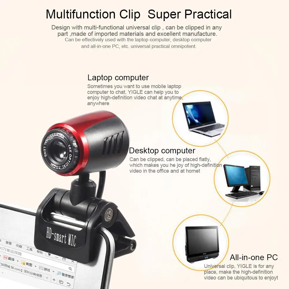 

Webcam Mini USB Web Camera With Microphone Autofocus WebCam For PC Laptop Online Conference Teaching Video Calling Recording