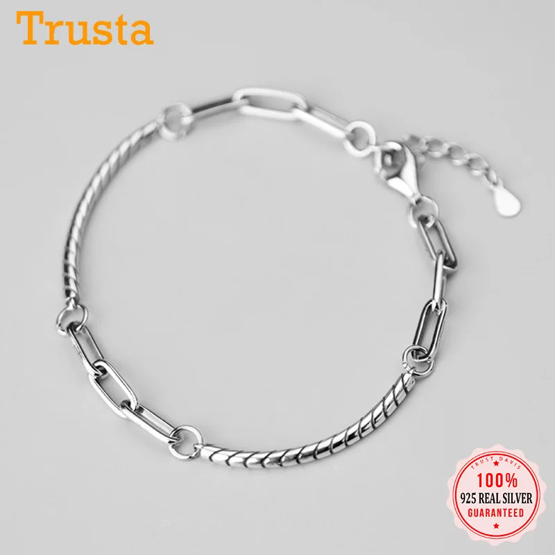 

Trustdavis Real 925 Sterling Thai Silver Fashion Sweet twist Chain Bracelet For Women Wedding Valentine's Day Jewelry DS2448