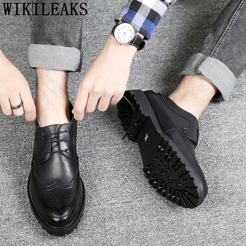 Туфли-Броги мужские классические официальные свадебные лифтовые итальянские