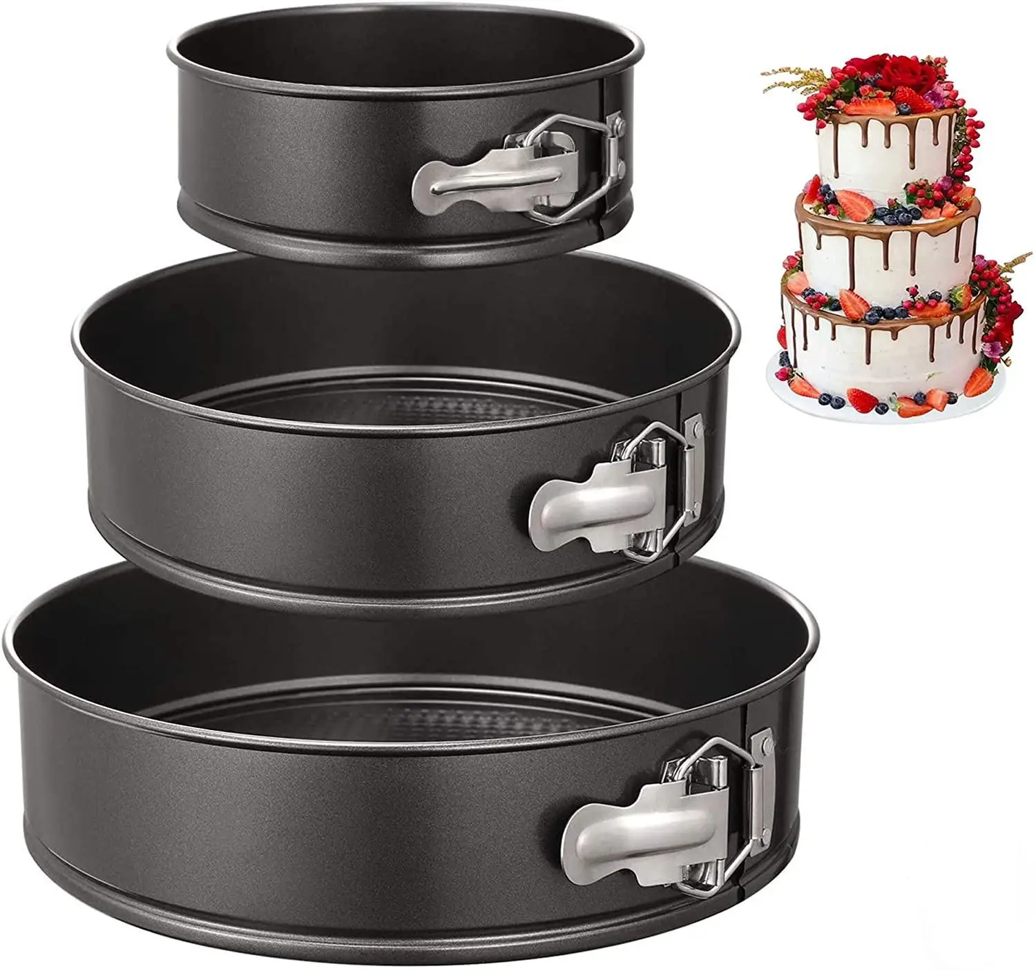 

Cake Tins Set 3 Round Bake Tin (4"/7"/9") Non-Stick Baking Pans Spring Form Cake Tins Leak Proof Sphere Cake Pan Mold Equipment