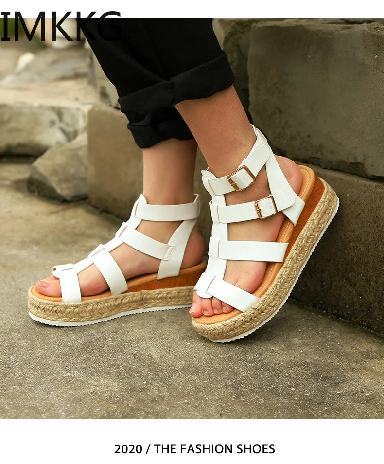 Женские туфли на танкетке женские Ремешок щиколотке Босоножки платформе