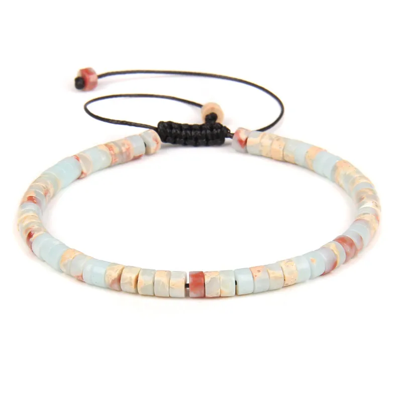 

Natural Stone Women Bracelet 2x4mm Colorful Imperial Jaspers Beads Yoga Bracelet Men Handmade Adjustable Eenrgy Jewelry Gifts