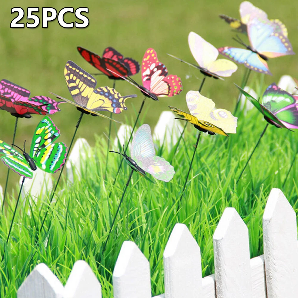 

25pcs Butterfly Garden Garden Flower Pots Colorful Luminous Butterfly Pile Outdoor Decoration Flower Pot Decoration Gardening