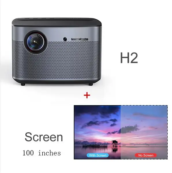 Xgimi H1 DLP проектор 1080p Full HD 3D 4К 3 ГБ/16 ГБ Android Bluetooth, Wi-Fi AirPlay proyector проектор для домашнего кинотеатра отправка из России - Цвет: H2 and Screen 100inc