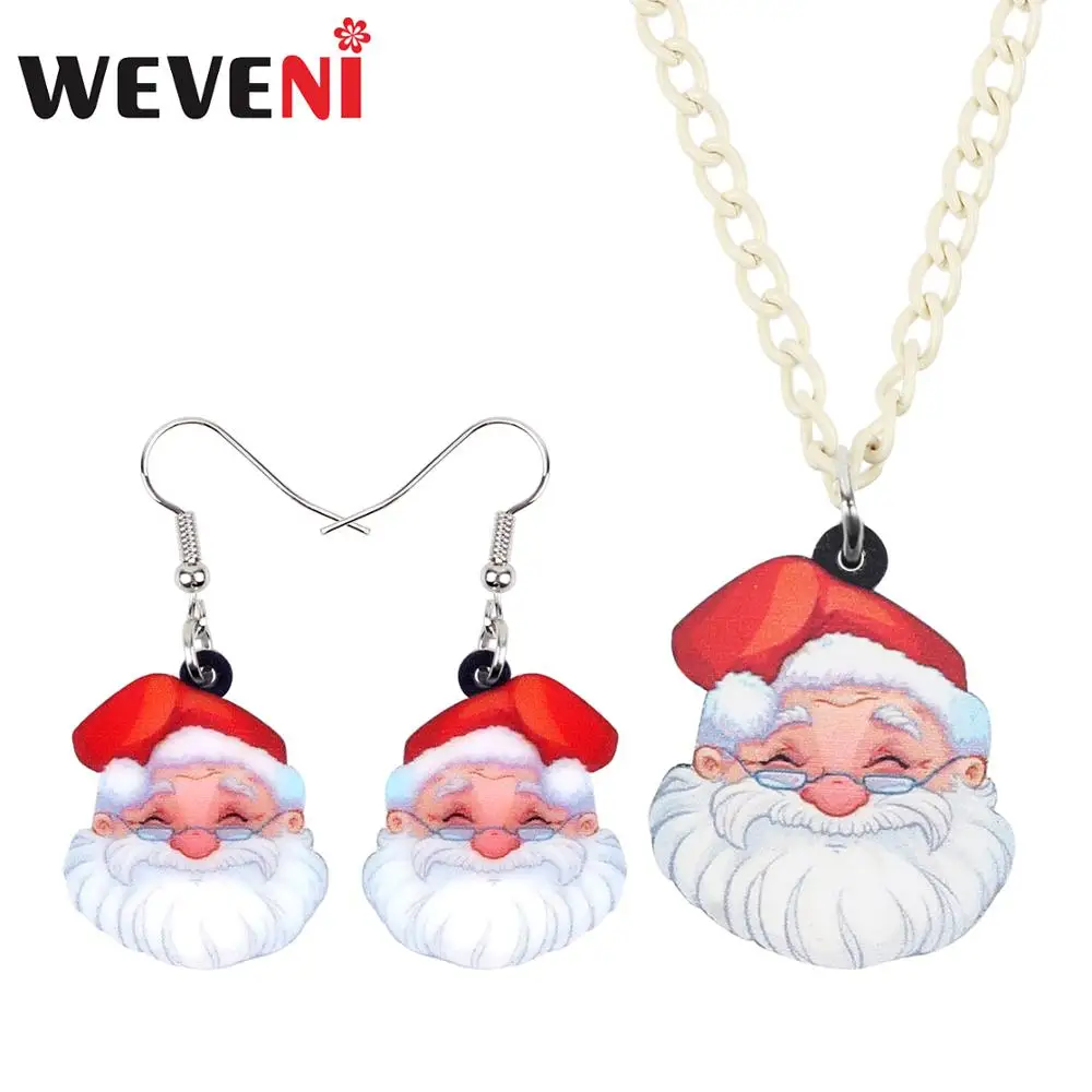 WEVENI акриловые рождественские аниме ожерелье с Санта Клаусом серьги Ювелирные