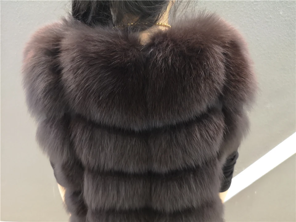 Dark brown Жилет из лисьего меха женская шуба из натурального меха жилеты из лисьего меха короткий стиль размера плюс шуба из натурального меха новое поступление - Цвет: Dark brown