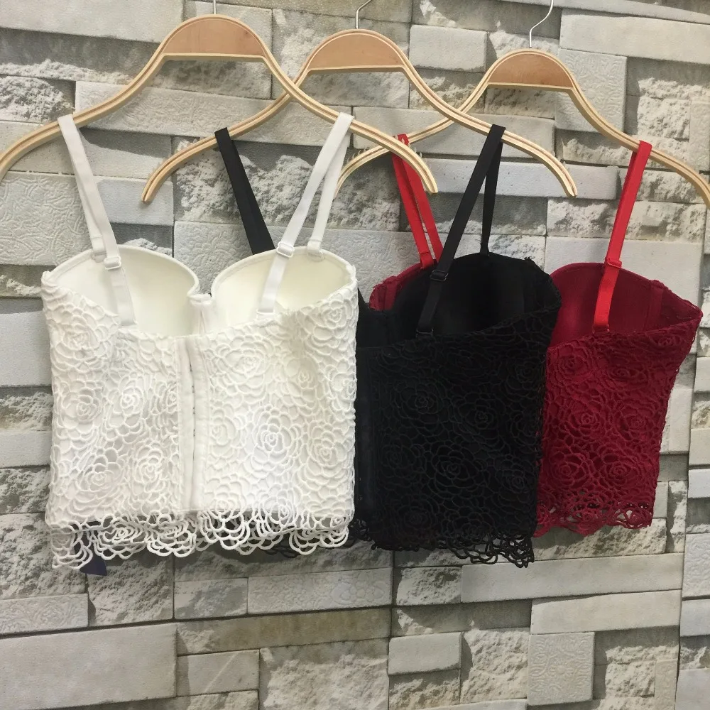 

NEW P142 Sweet Floral Lace Push Up Bralet Women's Bustier Corset Wedding Party Corset Cropped Top Plus Size