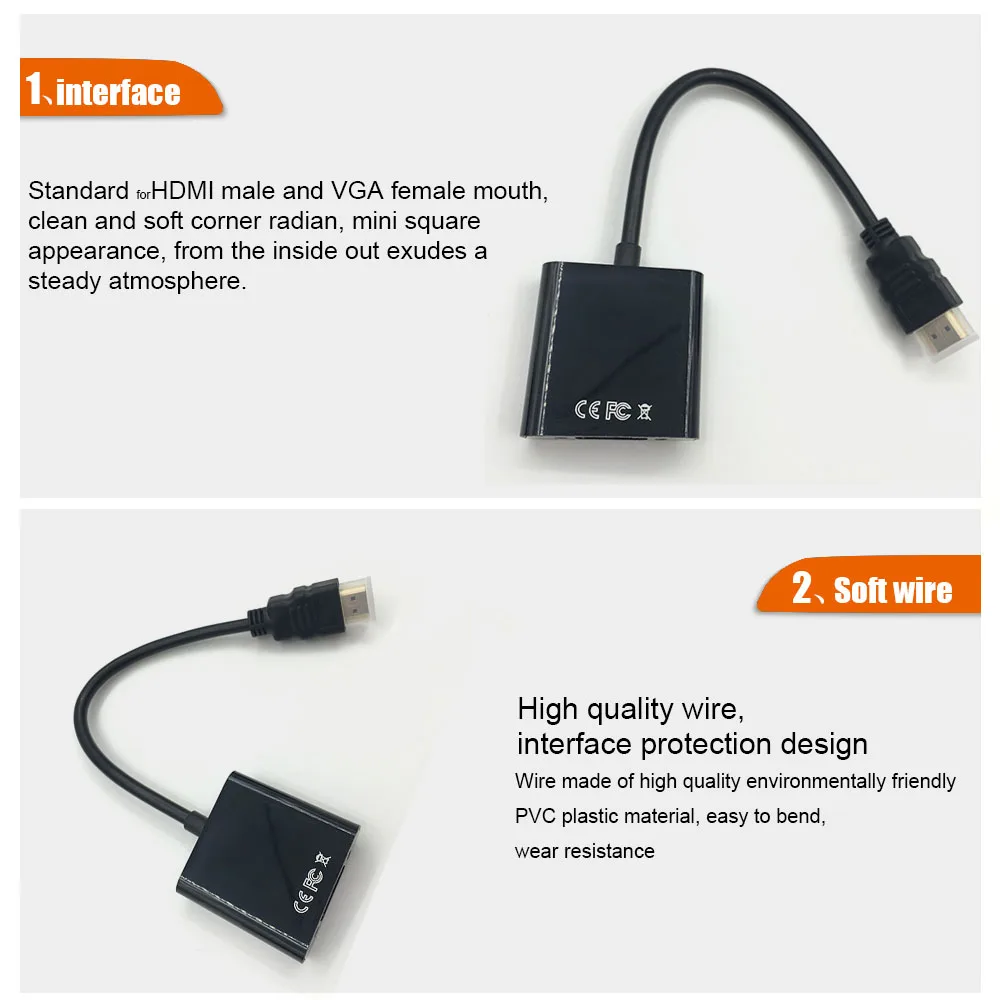 HDMI к VGA кабель адаптер Hdmi переключатель цифро аналоговый преобразователь папа