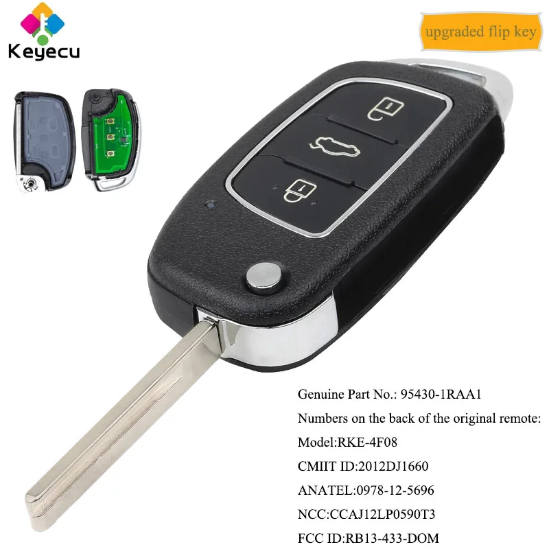 Пульт дистанционного управления KEYECU для Hyundai Accent 433-2015 P/N: 95430-1RAA1 2013 МГц |