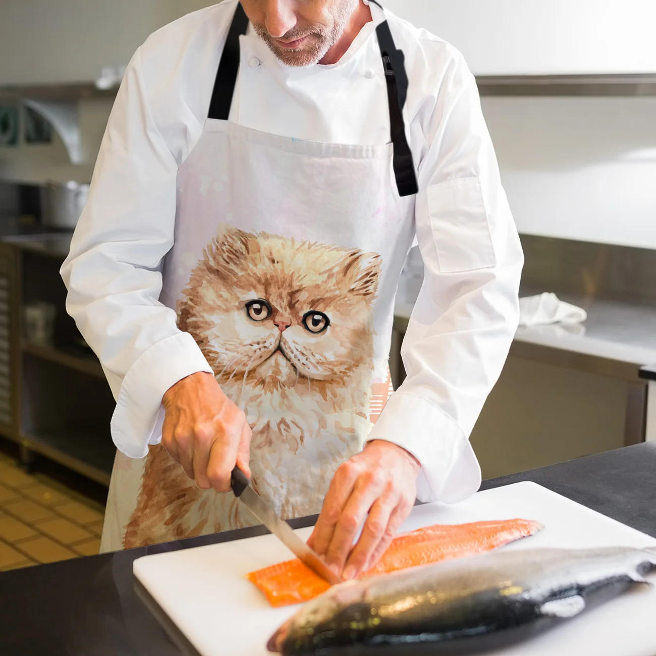 Смешной фартук Ванкувер городское здание персидский кот Кухонные фартуки для