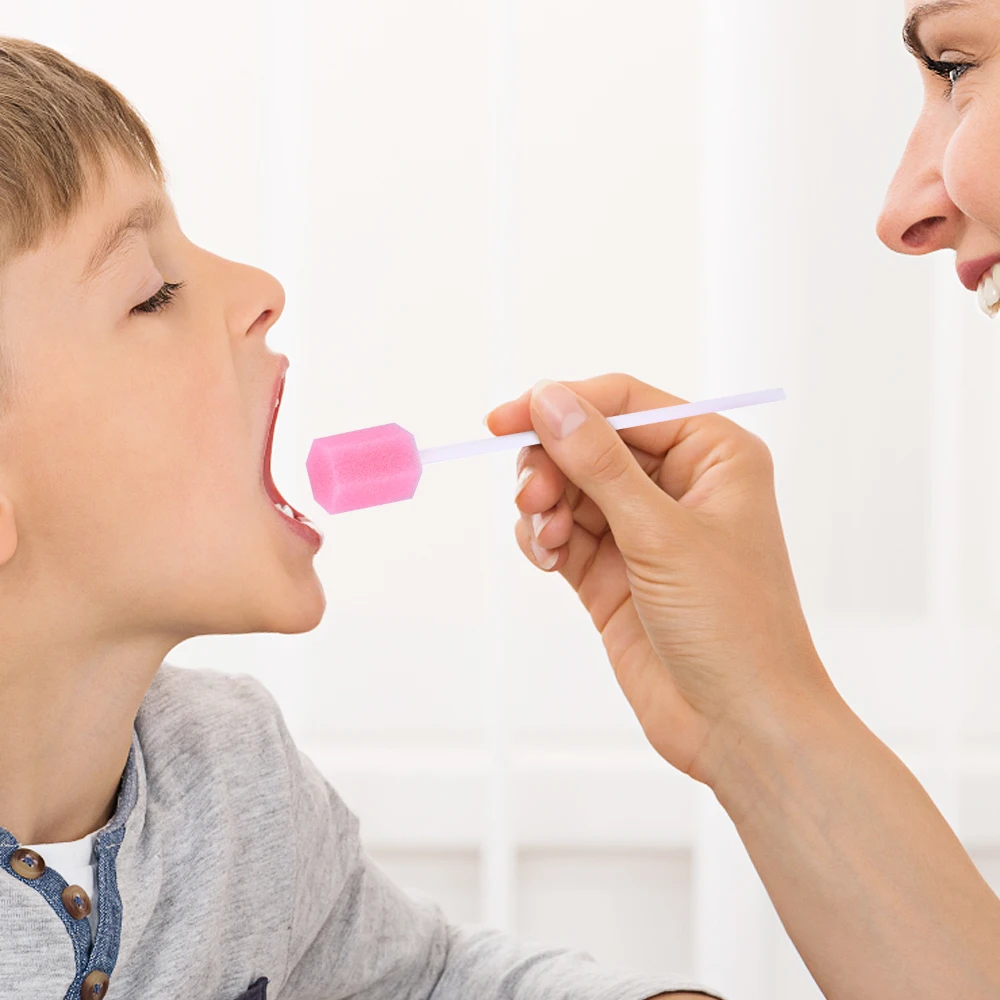 100 шт./набор  одноразовых оральных палочек без вкуса с заботливыми губками, пенообразные спонжевые палочки для медицинского использования, очистки зубов.