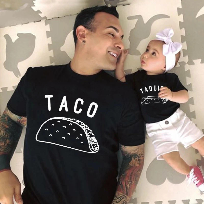 

Taco and Taquito Family Matching Tshirts Funny Matching Father and Daughter Son Taco Shirt Cotton Daddy and Me Family Outfits