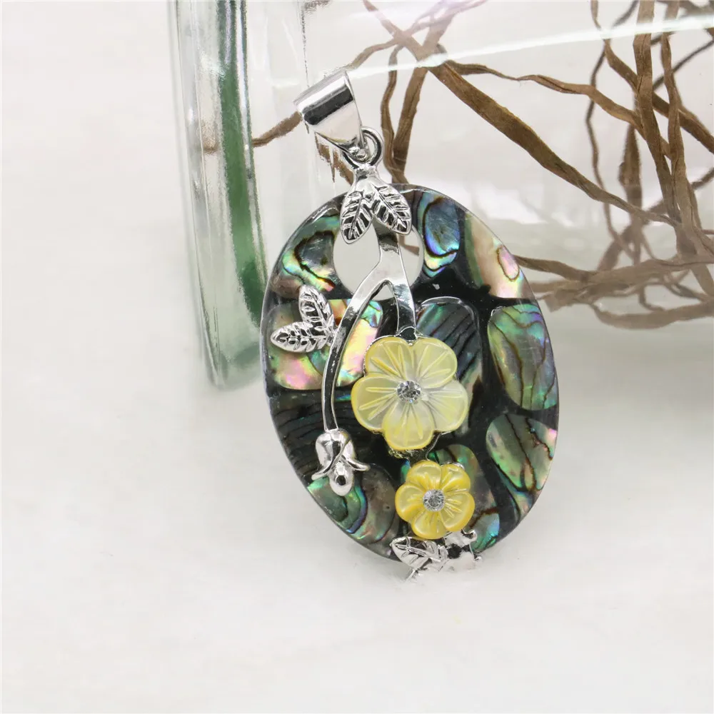 Cute/Romantic Natural Multicolor Oval Abalone Shell Women's Fashion Jewelry Necklace Pendant Sweater Chain Gift B1118 | Украшения и