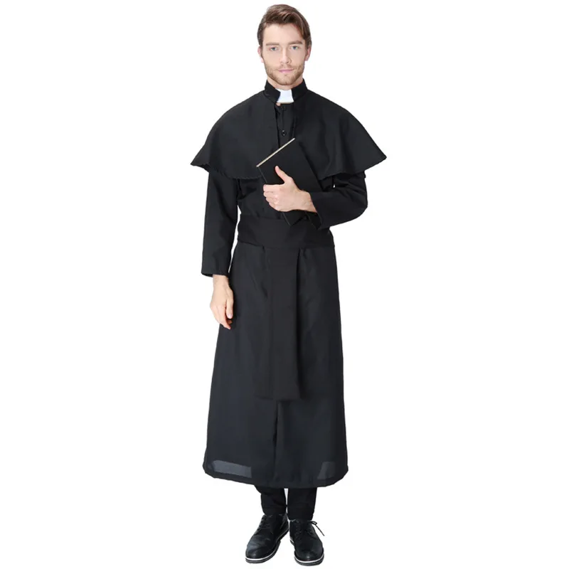 

European and American Men's Resurrection Halloween Costume Men's Clerical Dress Father Maria Nun's Outfit Cosplay Costume