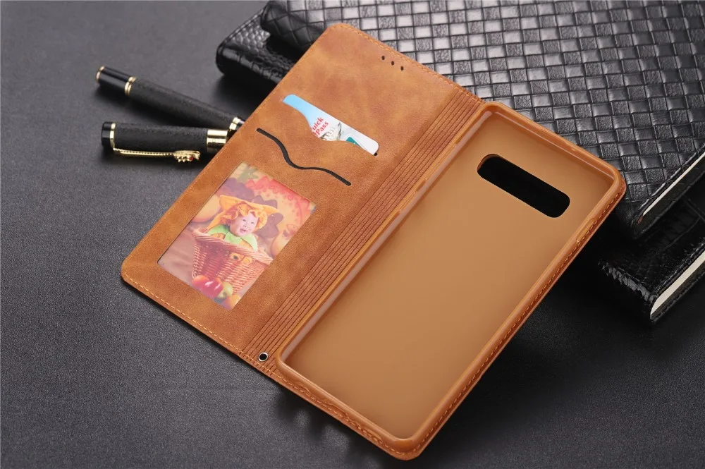Магнитный кожаный чехол-книжка в стиле ретро для samsung Galaxy S8, S9, S10 Plus, S10e, Note 9, S7 Edge, чехол-кошелек, слот для карт, подставка
