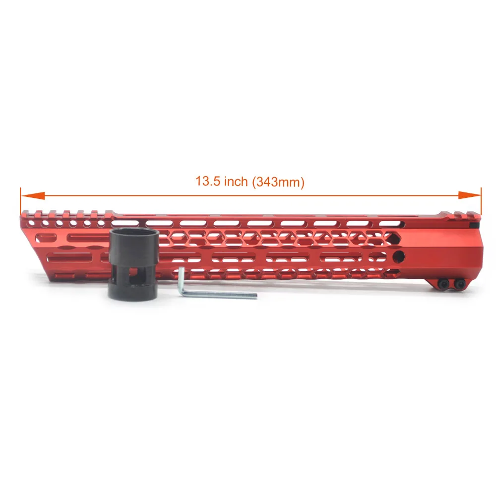 

Aplus 13.5'' inch M-lok Clamping Handguard Rail Picatinny Mount System_Slant Cut Ultralight Fit .223/5.56, AR-15 Red Anodized
