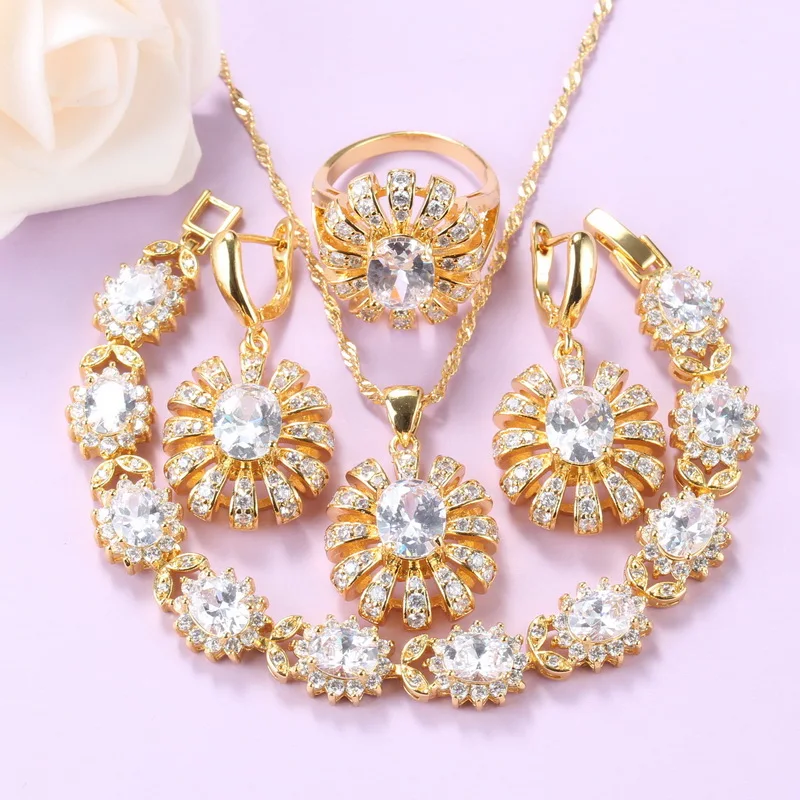 Свадебный комплект ювелирных изделий в африканском стиле золотистого цвета