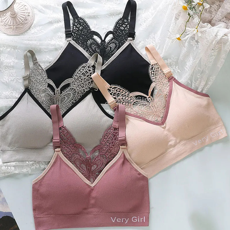 

Sexy Vest-style Bra For Women Elegant Delicate Underwear Skin-friendly Leisure Butterfly Beautiful Back Soft No Steel Ring Bra