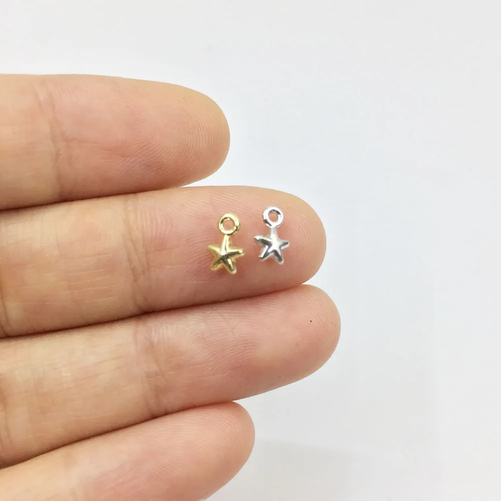 

Eruifa 30pcs 4mm Mini Star Zinc alloy Jewelry DIY Charms Pendant Necklace,Eearrings 2 Colors