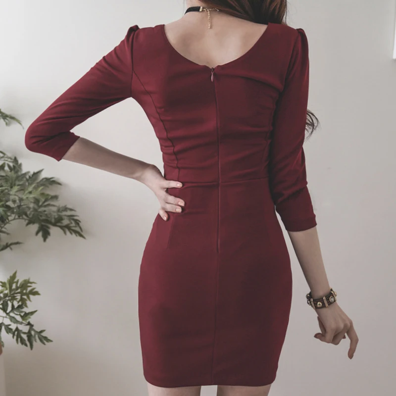 Женское короткое Сетчатое платье с глубоким v образным вырезом Красное