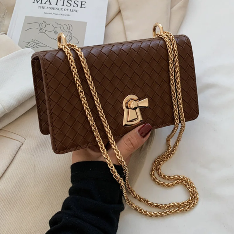 

Высококачественная модная женская сумка через плечо из искусственной кожи, новинка зимы 2021, маленькие квадратные сумки с ромбовидной цепоч...