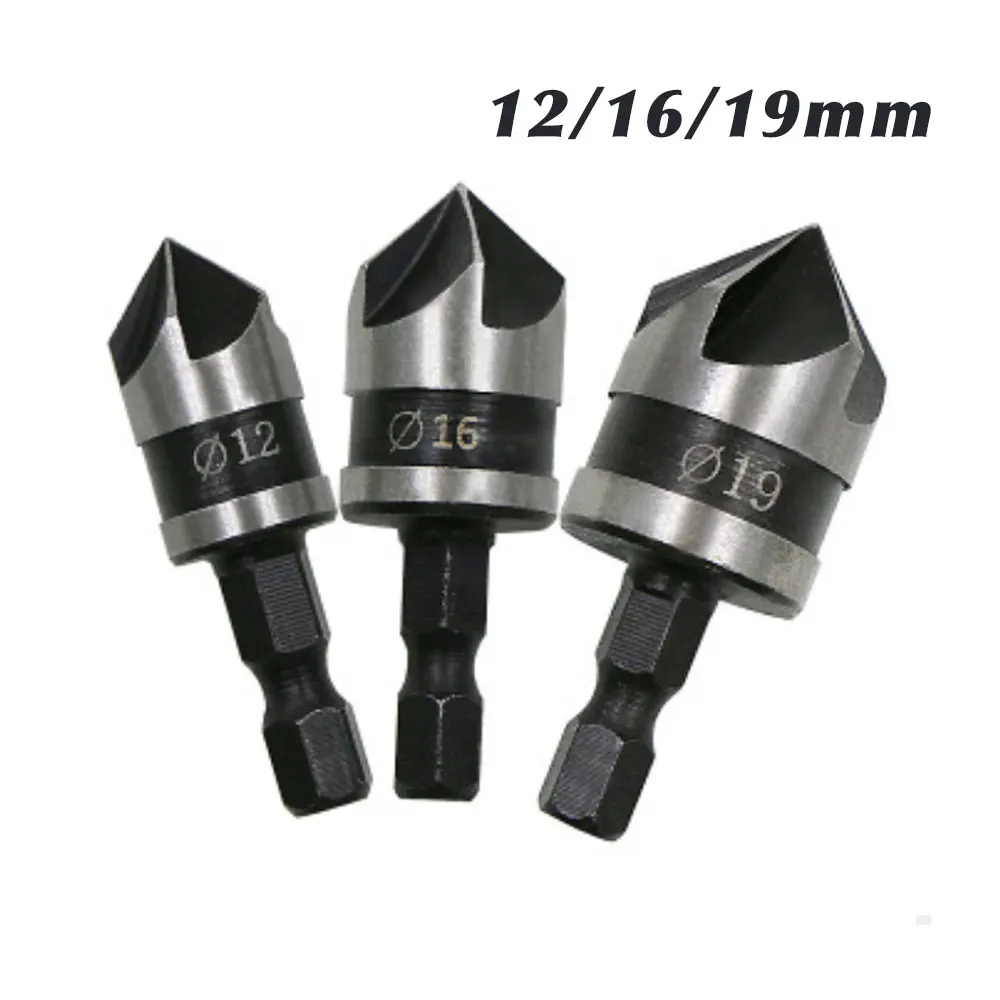 BINOAX 3 шт./компл. 1/4 &quotшестигранный хвостовик 5 флейт фаска бит 12 мм 16 19 зенкер|set