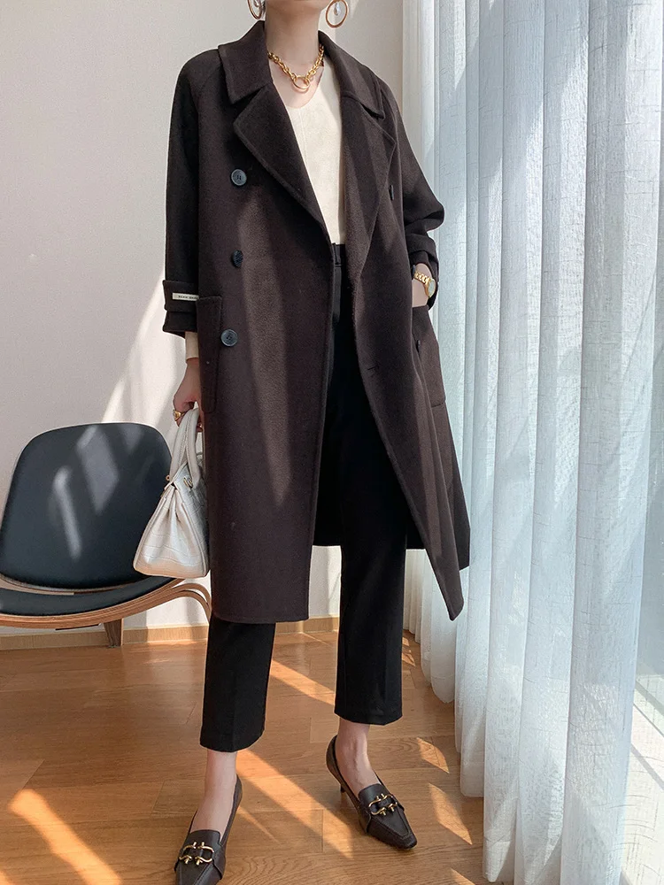 

Double Sided Cashmere Overcoat Women's Mid Long 2021 New Autumn and Winter British Style High End Foreign Style Wool Overco