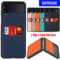 capa for samsung galaxy z flip 3 5g card slot case for samsung z flip 3 flip3 genuine leather phone case full shockproof cover