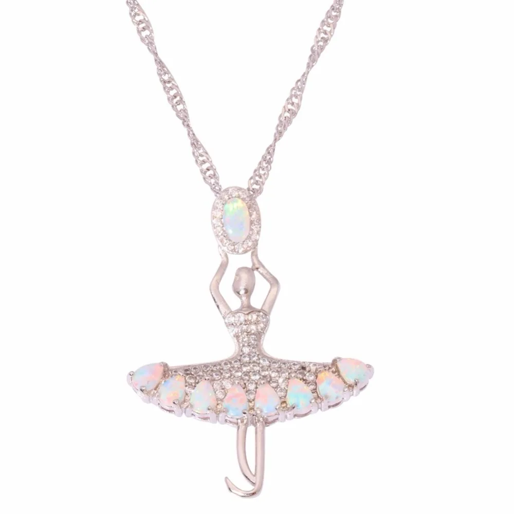 

Hot Sale Unique Design Fashionable Elegant White Ballet Girl Pendant Necklace Women Wedding Birthday Christmas Party Jewelry Gif