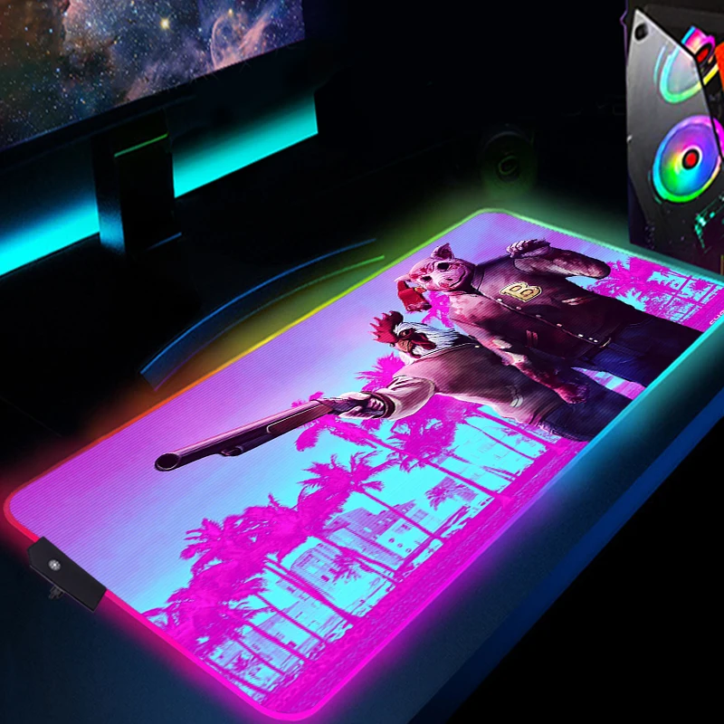 RGB Hotline Майами коврик для мыши XL светодиодный игровой клавиатуры мышь большие