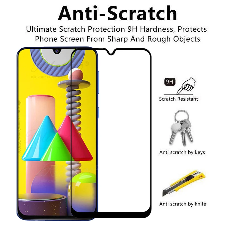 Full Cover Tempered Glass For Samsung Galaxy M31 2020 M315F Screen Protector M 31 6.4" safety Protective Film 9h | Мобильные