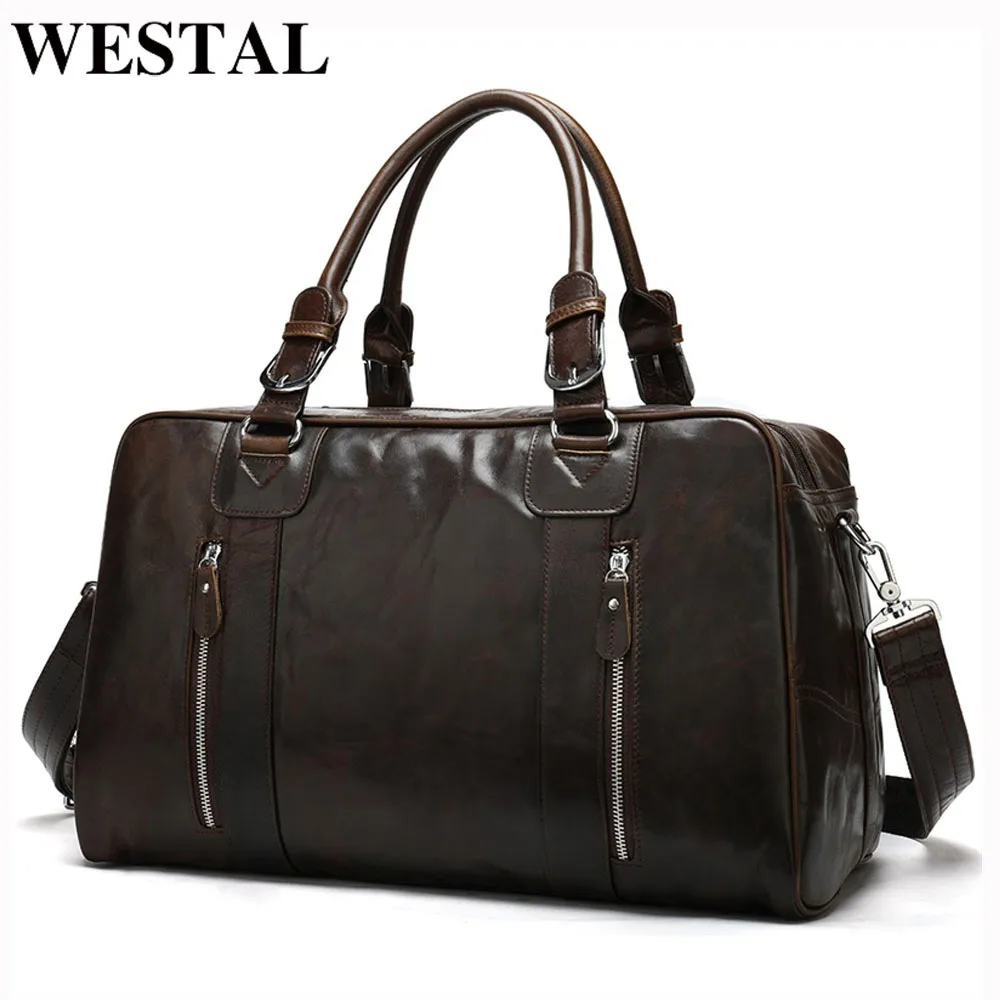 WESTAL Мужская Дорожная сумка из натуральной кожи для мужчин дорожные сумки багажа