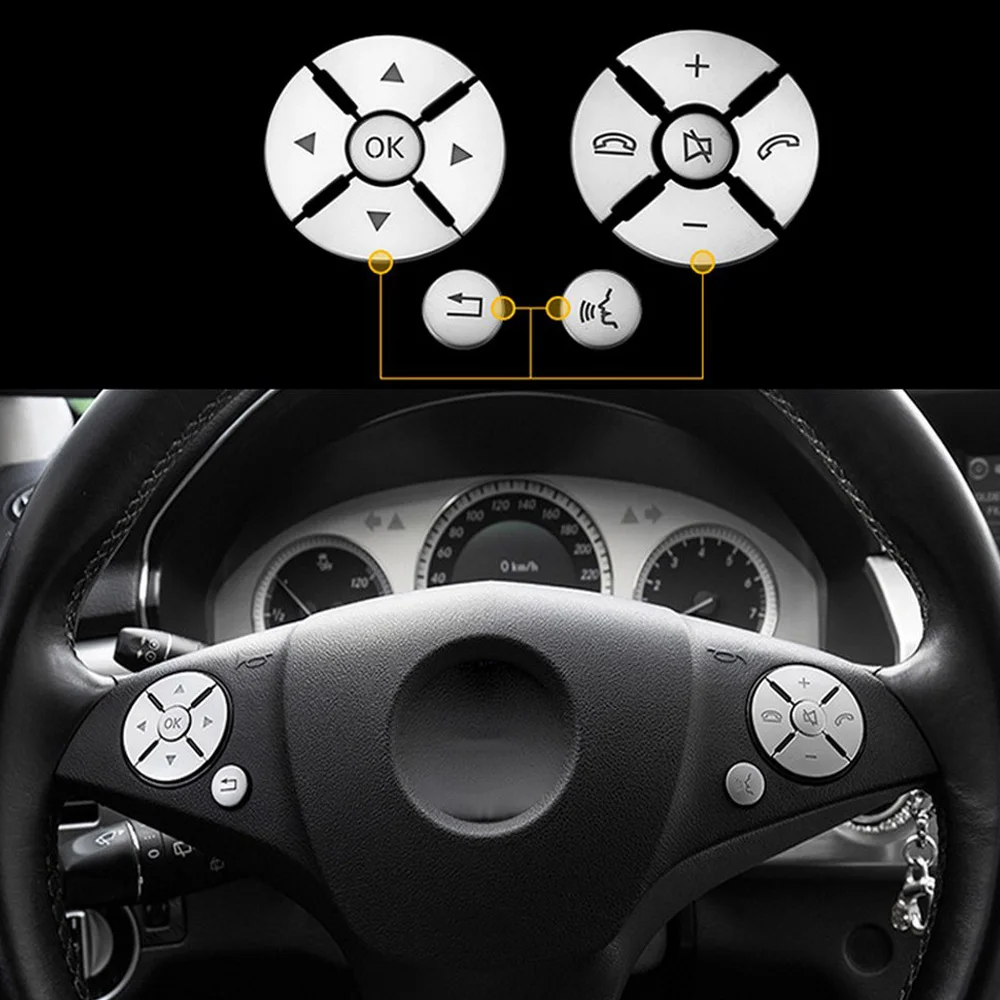 

Steering Wheel Switch Button Control Button Sticker Cover Trim For Mercedes Benz C Class W204 C180 C200 C260 C280 C300 2008-2010