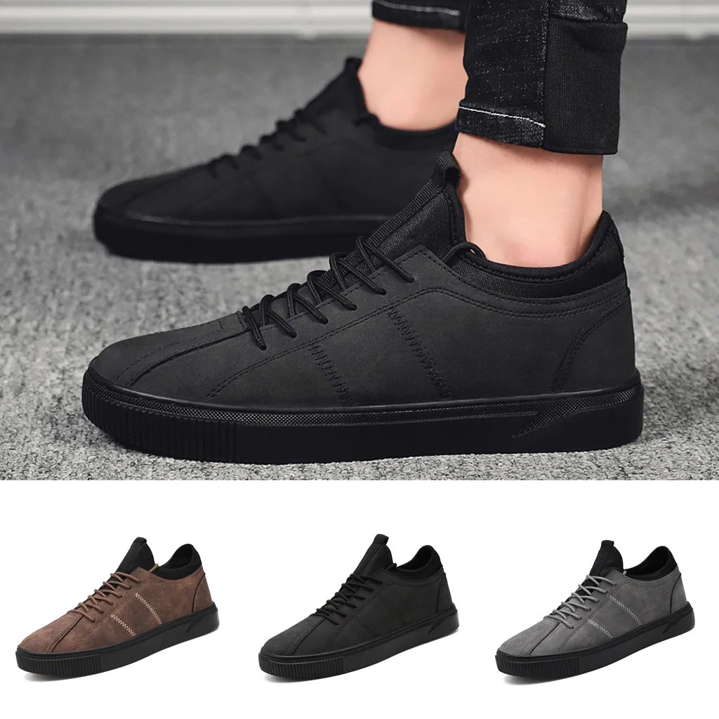 

Men Shoes Spring Autumn Casual imitation leather Flat Shoes Lace-up Low Top Male Sneakers tenis masculino adulto shoes NanX45