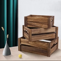 creative wooden storage box desktop organizer retro table tray home decoration