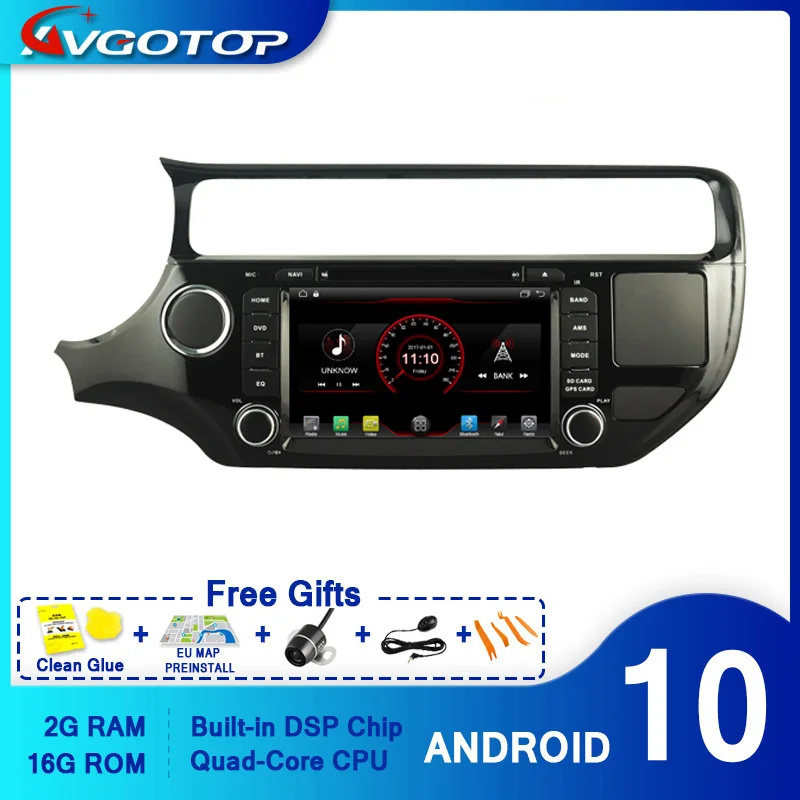 AVGOTOP Android 10 WINCE Bluetooth GPS автомобильное радио DVD плеер для KIA RIO 2015 2G 16G MP3 MP4