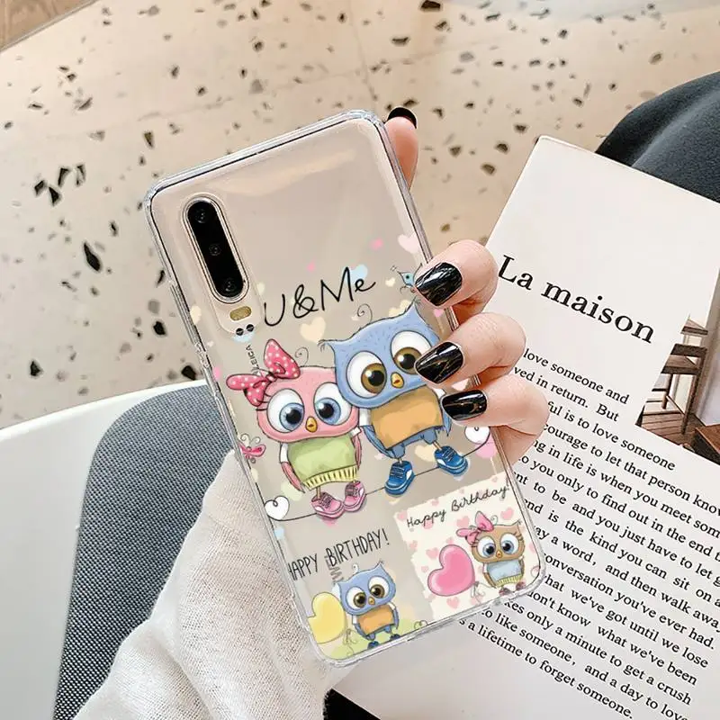 

cute Owl Lover Cartoon Phone Cases Transparent for Samsung A71 S9 10 20 HUAWEI p30 40 honor 10i 8x xiaomi note 8 Pro 10t 11