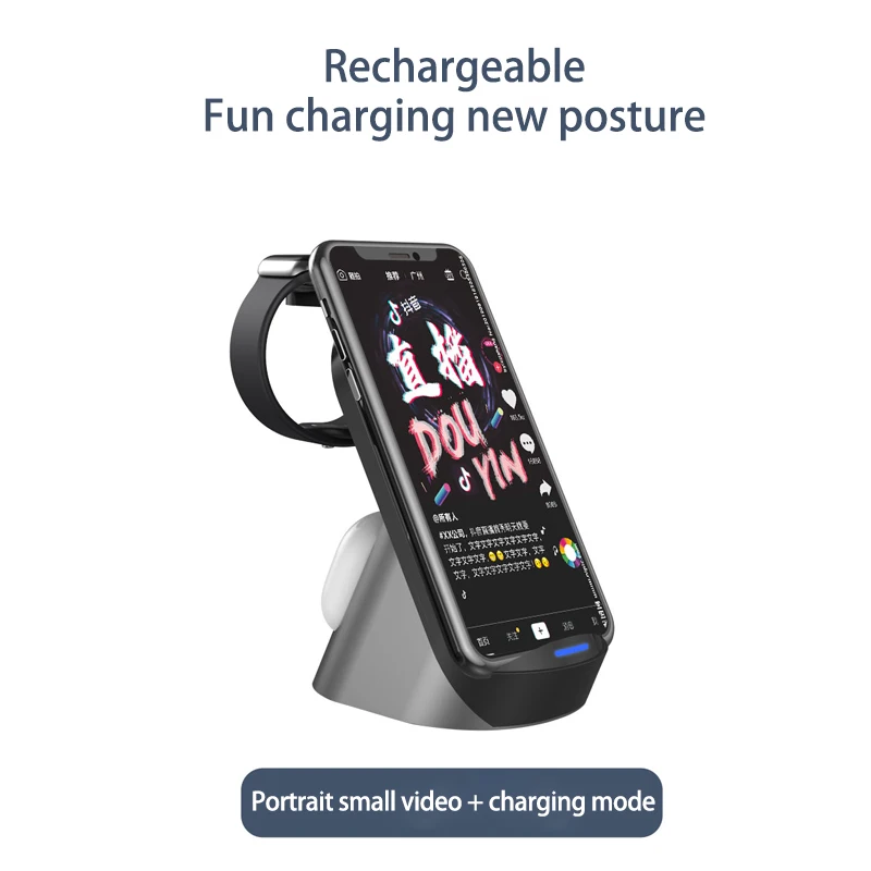 

GTWIN 3 in 1 Folding Mobile Phone Wireless Charging Stand Three In One For Apple Headset Watch Charger Black White Color