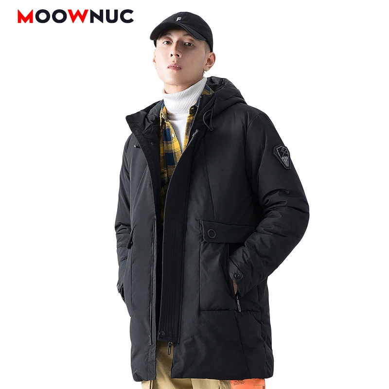 

Мужские модные парки, верхняя одежда, зимняя куртка, теплое пальто, длинная толстая ветровка, мужское однотонное пальто, Тренч, тонкий MOOWNUC р...