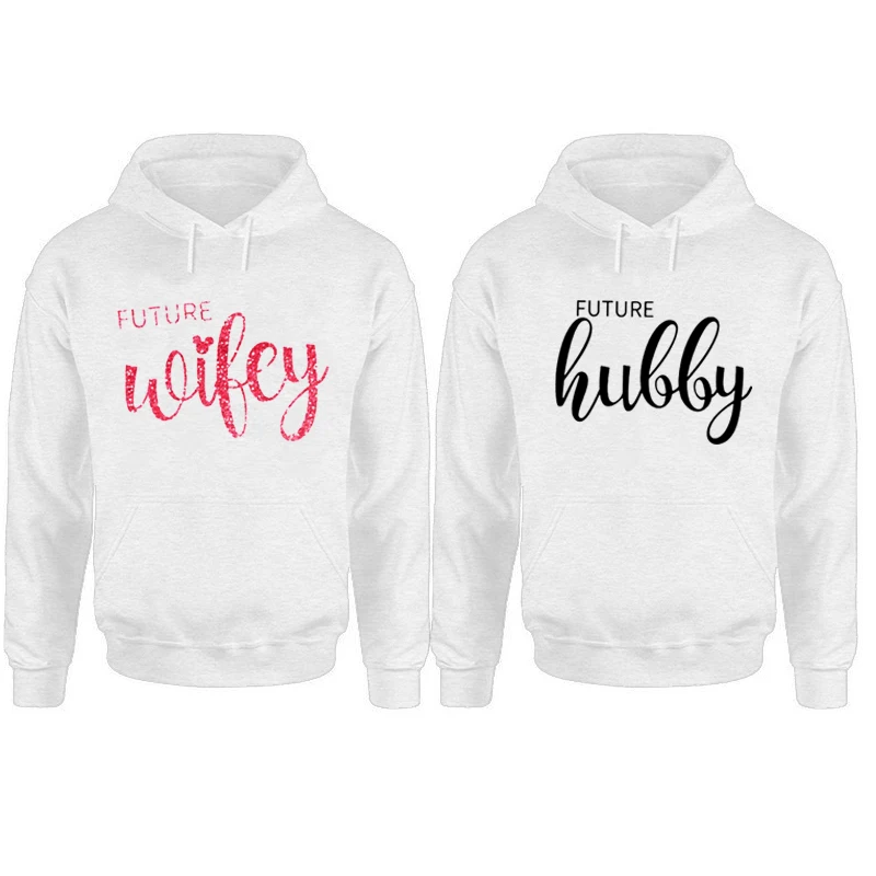 

Future Hubby and Wifey Hoodies Couples Gift Engagement Present Wedding Gift Wifey Pink Tops Husband To Be Sweatshirt XL