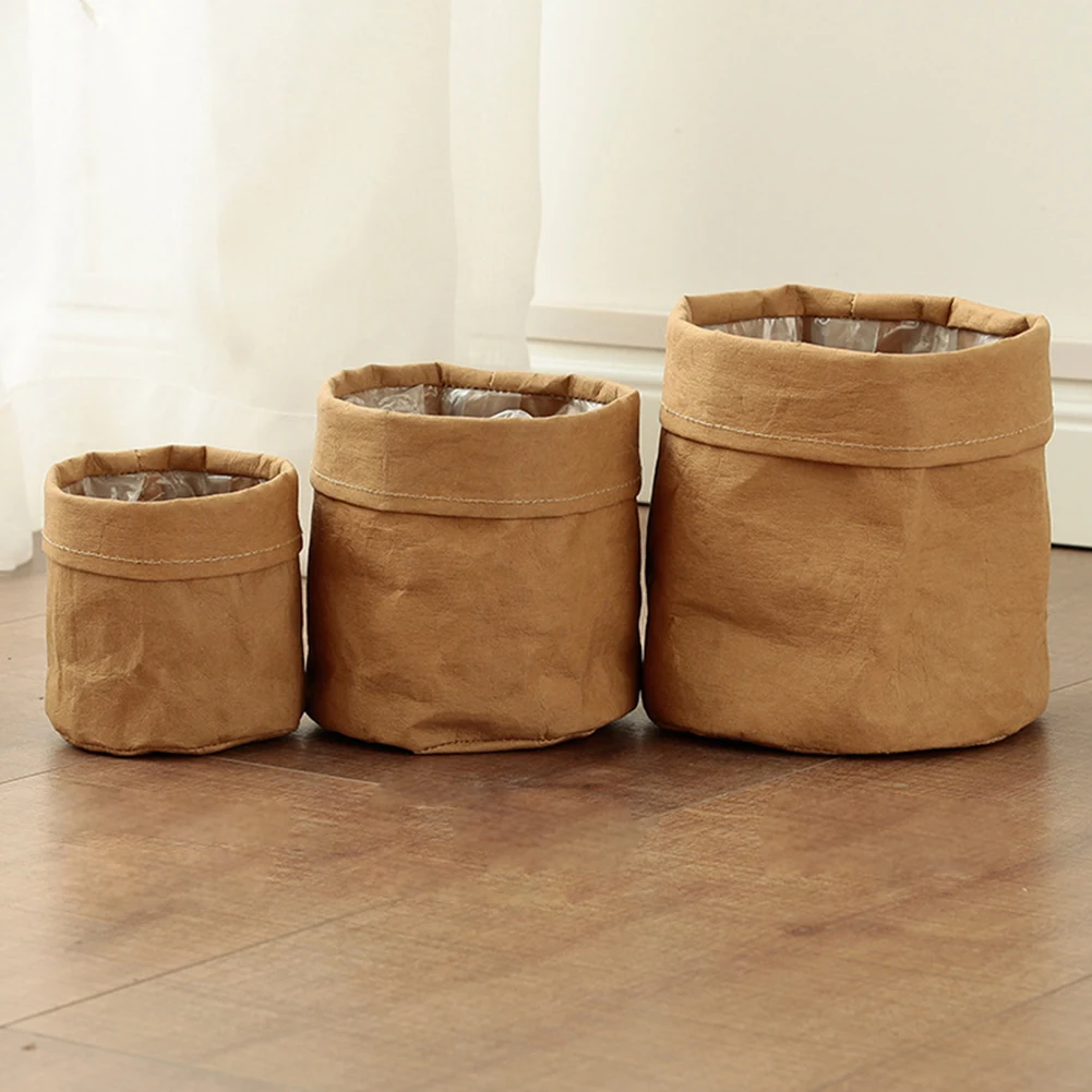 

Washable Kraft Paper Flowerpot Desktop Flower Reuseable Multifunction Storage Bag Pot Container Flowerpot Succulents Planter Pot